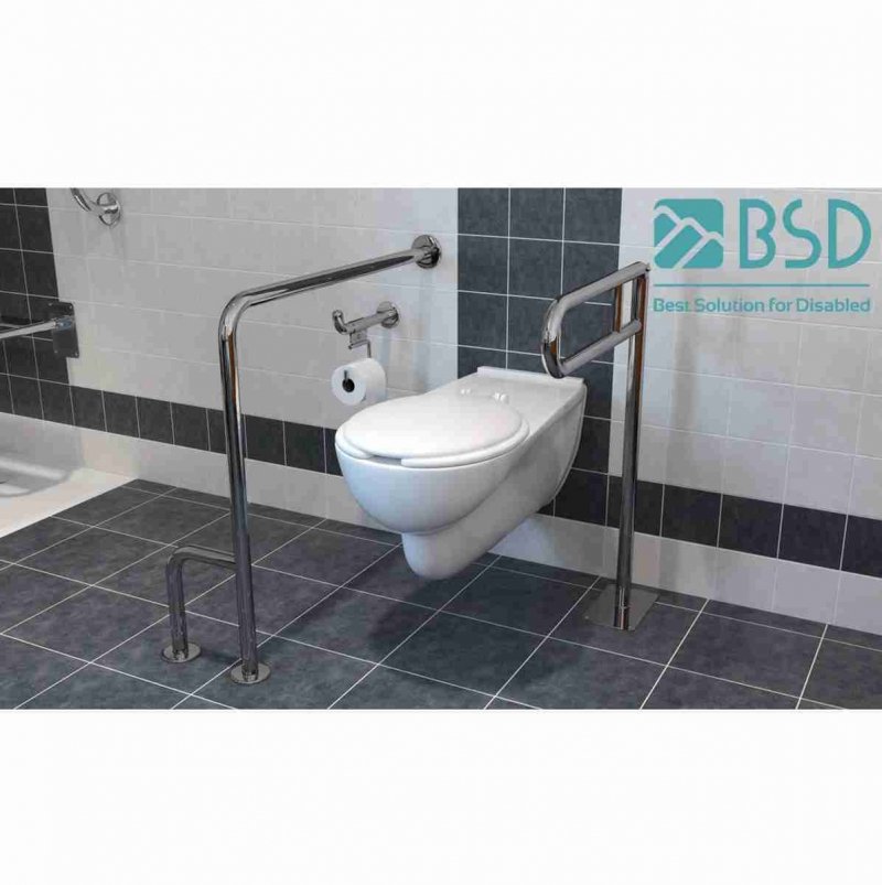 WC Stützgriff für barrierefreies Bad rechts montierbar 80 cm aus rostfreiem Edelstahl ⌀ 25 mm