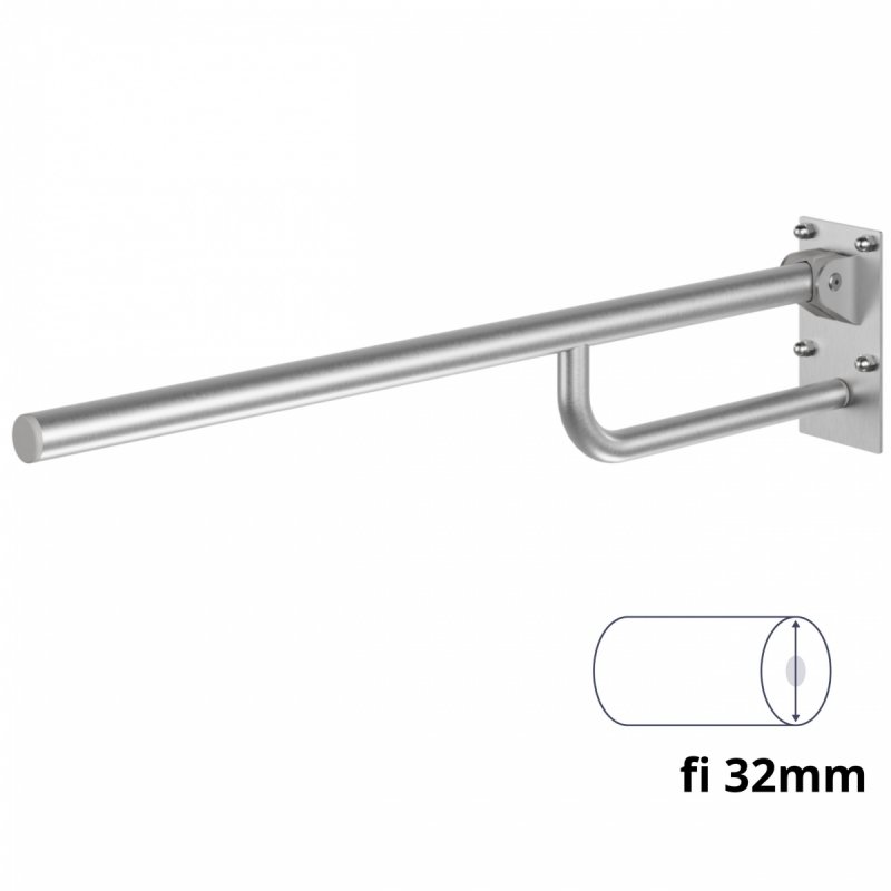 WC Klappgriff für barrierefreies Bad 60 cm. aus rostfreiem Edelstahl ⌀ 32 mm MODULAR