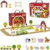 TOOKY TOY Drewniana Farma w Walizce Figurki Pojazdy