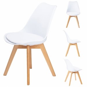 Zestaw 4 krzeseł krzesło  do salonu jadalni z poduszką Białe ModernHome