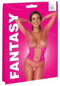 Fantasy by Cottelli - Seksowne Gorsetowe Bodystocking Różowe Bez Krocza