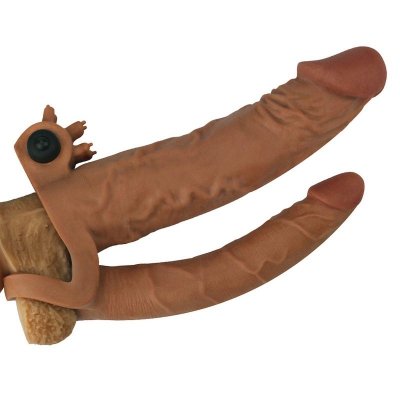 Add 2&quot;&quot; Pleasure X Tender Vibrating Double Penis Sleeve