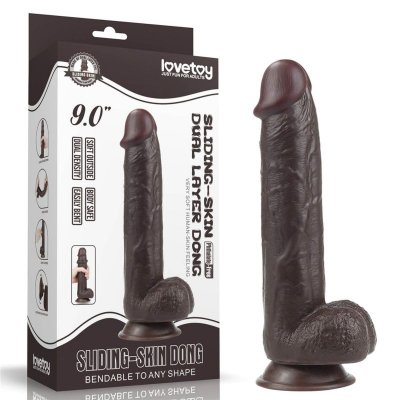 9.0&#039;&#039; Sliding Skin Dual Layer Dong - Black