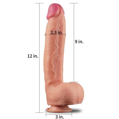 12&quot;&quot; Dual Layered Platinum Silicone Cock