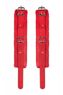 Anonymo handcuffs, PU leather, red, 27 cm