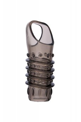 ToyFa XLover, Penis sleeve, for enlargement, TPE, transparent black, 10,5 cm