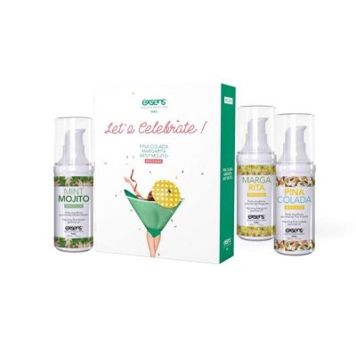 LET&#039;S CELEBRATE! Warming gourmet massage  oils (Mint Mojito, Margarita, Pina Colada) 3 x 30ml