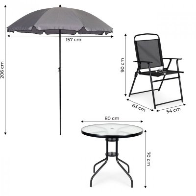 Komplet mebli ogrodowych stolik 4 krzesła parasol MultiGarden