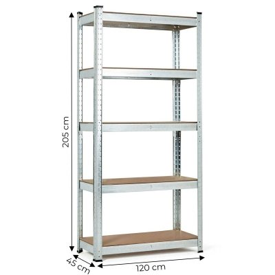 Regał magazynowy 205x120x45 cm stal galwanizowana 5 półek 875 kg ModernHome