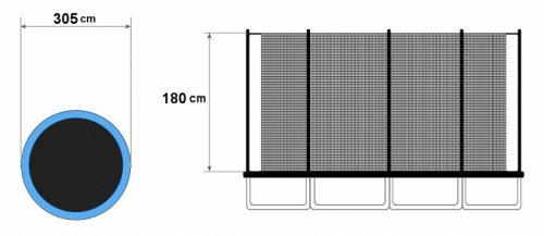 Siatka ochronna zewnętrzna na trampolinę 10 ft 8 słupków 305 cm