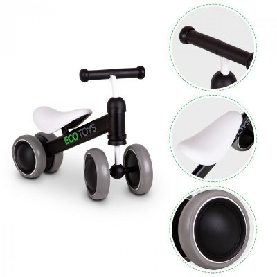 Rowerek biegowy treningowy mini rower dla dzieci czarny ECOTOYS
