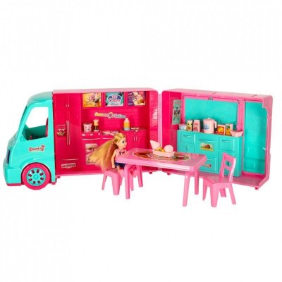 Samochód dla lalek kamper food truck zestaw 21 el.