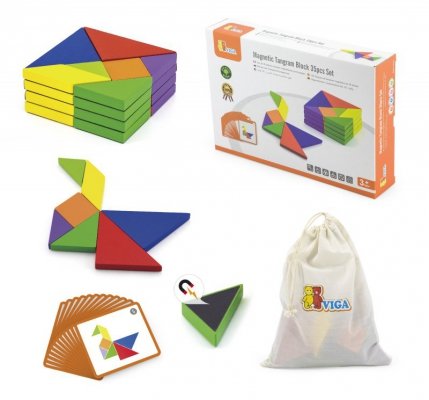 VIGA Tangram Drewniana Gra Logiczna Układanka Certyfikat FSC