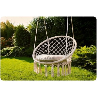 Fotel ogrodowy wiszący huśtawka BOHO beżowy