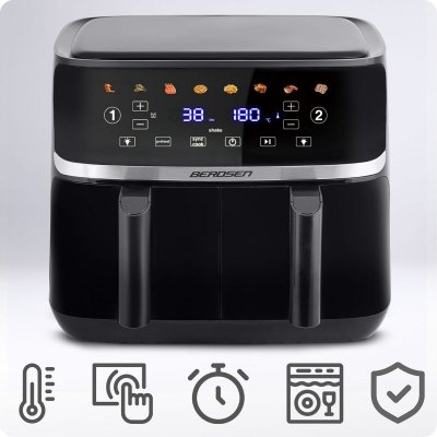 Duża frytkownica beztłuszczowa Air fryer Berdsen BD-657 czarna