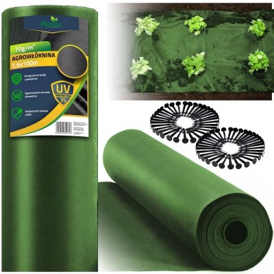Agrowłóknina ogrodowa 1,6 m x 100 m 90 g/m2 + 100 szpilek Plonos - zielona