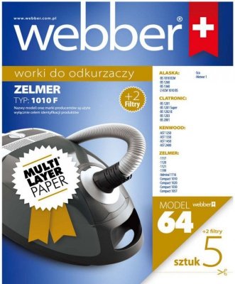 Worki Webber Zelmer 1010F /plus 2 filtry/ (64 multi layer paper)