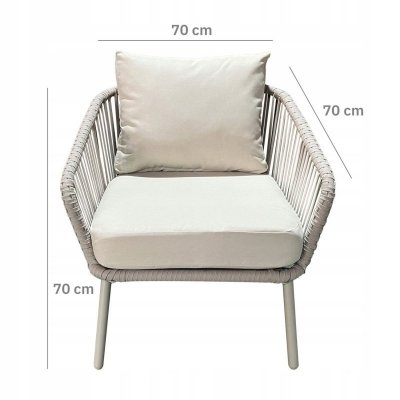 Komplet mebli ogrodowych stolik + 2 fotele aluminiowe z technorattanu
