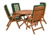Zestaw mebli ogrodowych Bradford stół o średnicy 110cm + 4 krzesła Calgary + poduchy PREMIUM Biało-zielona krata PREMIUM (druga strona zielona) Bradford 110