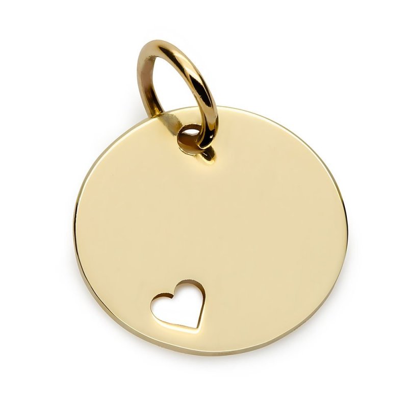 Złota zawieszka / bransoletka kółko z serduszkiem 14k / 585 GRAWER + etui GRATIS