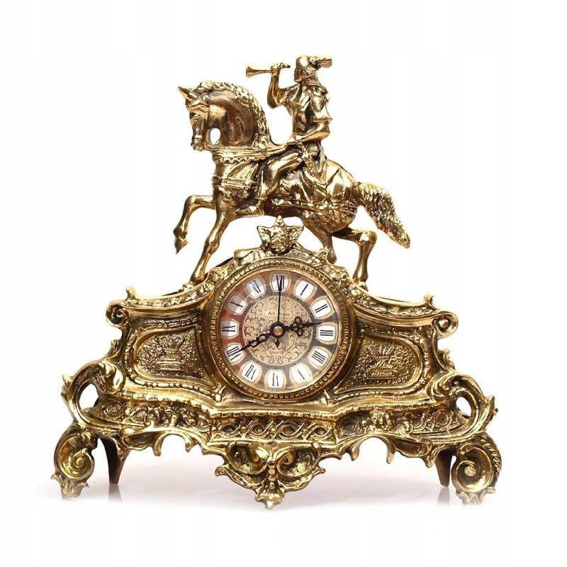  Mosiężny zegar kominkowy stylowy pocztylion