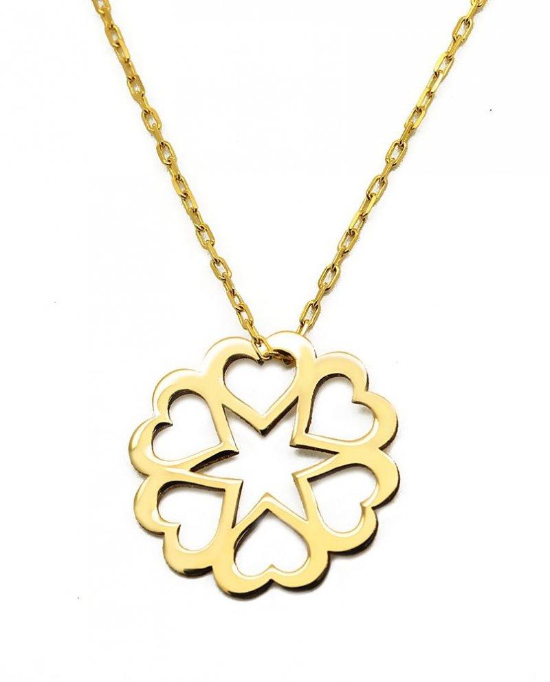 Złoty naszyjnik gwiazd serce | złota CELEBRYTKA 585 ażurowe serduszka