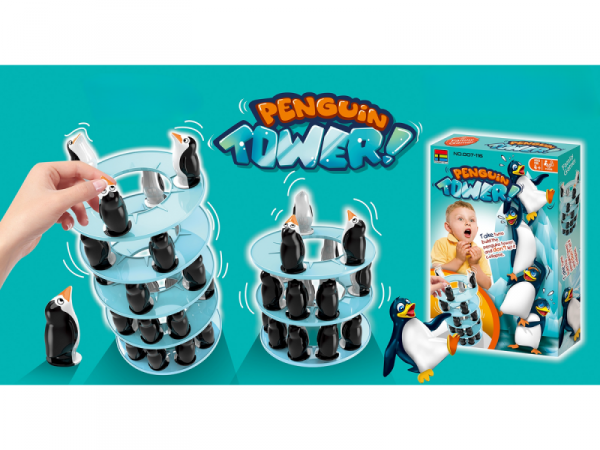 Gra zręcznościowa PINGWINKOWA WIEŻA &quot;Penguin Tower&quot; Ruchoma, krzywa wieża Budowanie Wieży