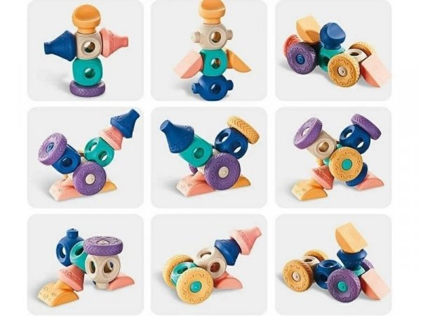 Miękkie Klocki Sensoryczne Figury geometryczne 13 sztuk, Edukacyjny zestaw klocków dla malucha