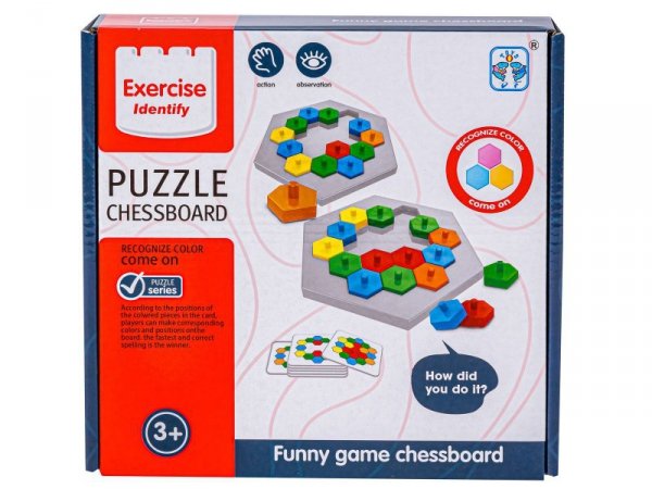 Edukacyjna Gra Logiczna Na Refleks Karty, Układanka &quot;Puzzle Chessboard&quot; Klocki + 30 kart