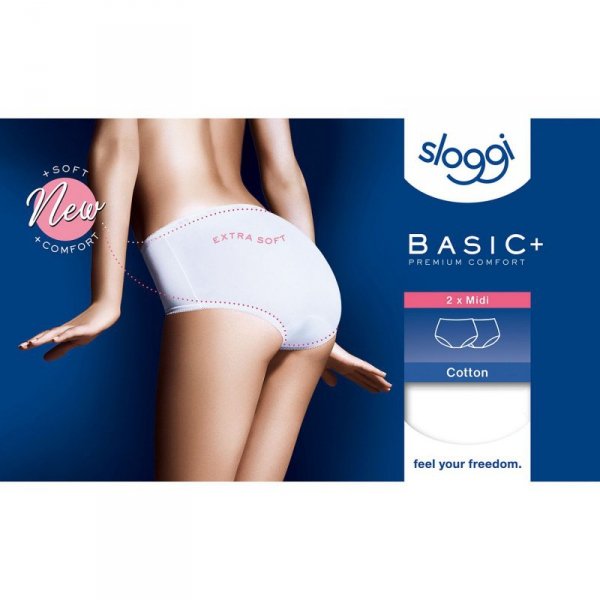 Figi damskie Basic Midi 2-pak białe Sloggi