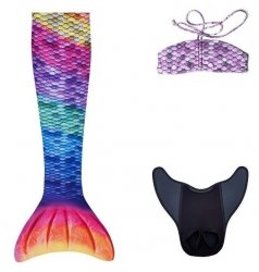 Syreni ogon - monopłetwa Aquaris do pływania Rainbow + Bikini różne rozmiary