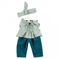 Olimi komplet dla lalki New born 43-45 cm tunika ze spodenkami rozgwieżdżone niebo na mięcie