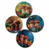 Close-up of artistic TO-82 lids – mushrooms, berries, vegetables