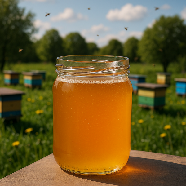 Glass jar 500 ml with TO-82 bee lid – perfect for apiaries