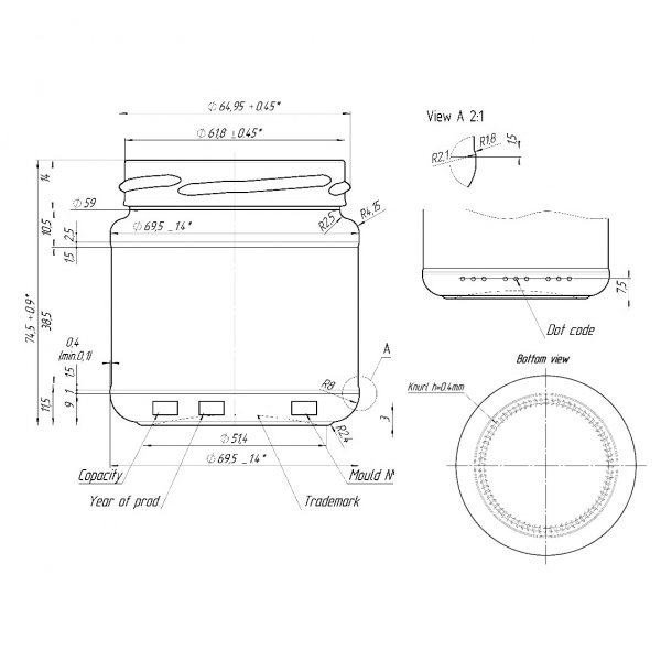 Słoik 212 ml fi 66 – na palecie