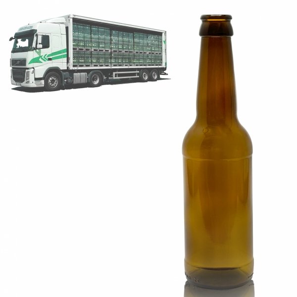 Butelka szklana LONGNECK brązowy 330 ml na alkohol – TIR 110187 szt., idealna dla piwa.