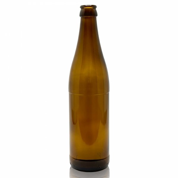 Industrial shelf with NRW 500 ml bottles in brewery