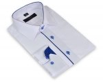Koszula męska XXXL - biała z szafirowymi dodatkami