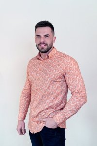 Koszula męska Slim CDR69 - 3D pomarańczowa wzór pasley 