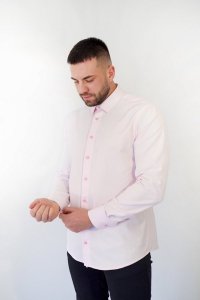 Koszula męska Slim ST3 - różowa 100% bawełny