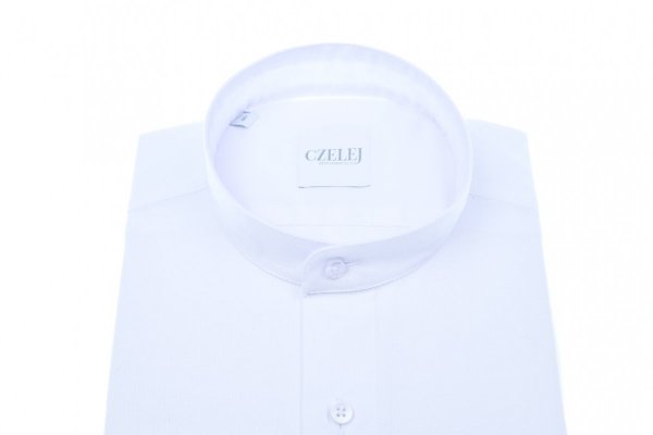 Koszula męska Slim RC3 - biała z tkaniny z recyklingu na stójkę