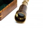Mosiężno - skórzana luneta składana TEL-0124B w pudełku drewnianym; 18x4x4 cm