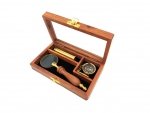Zestaw - lupa, lunetka i kompas w pudełku drewnianym NI060B