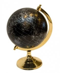 Globus mosiężno - plastikowy czarny - MMG004, wys. 31cm