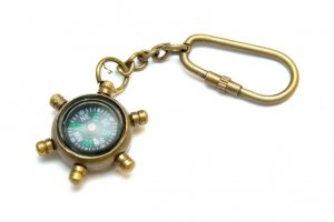 Brelok  mosiężny - mini kompas KEY-0126