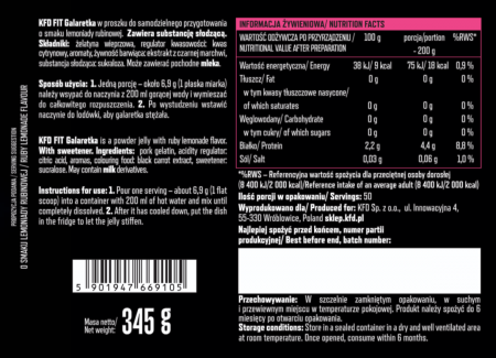 KFD Galaretka 345g Lemoniada rubinowa