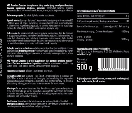 KFD Creatine 500 g. Cola 
