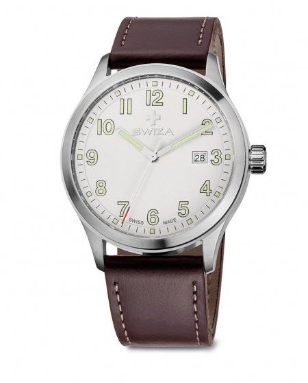 Zegarek SWIZA Kretos Gent SST white-brown WAT.0251.1001