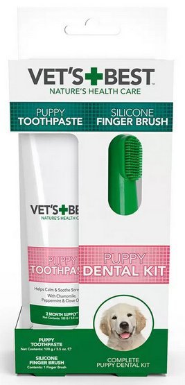 Vet&#039;s Best Dental żel + szczoteczka zestaw Puppy