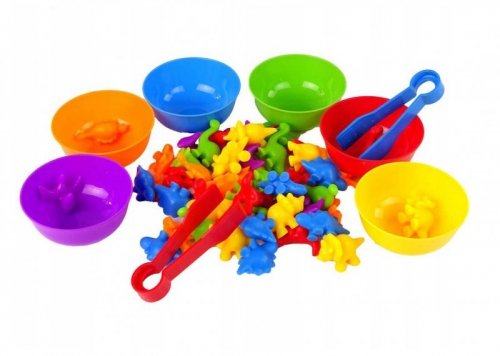 WOOPIE Gra Edukacyjna Montessori Sorter Kolorów Dinozaury 56 el.